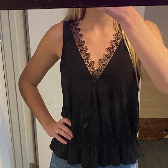 Express Tops - Express Black peplum lace detail top
